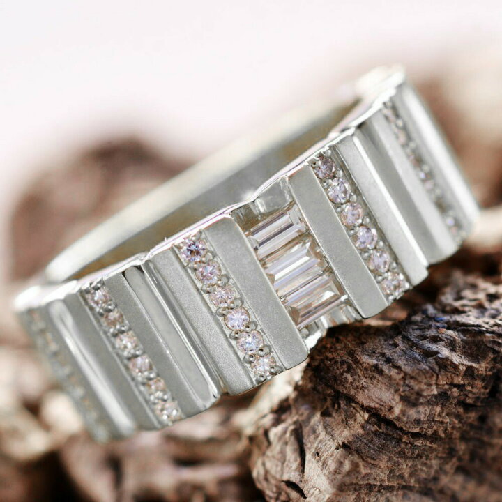 楽天市場】指輪 メンズリング 18金 K18WG ダイヤモンド ホワイト  