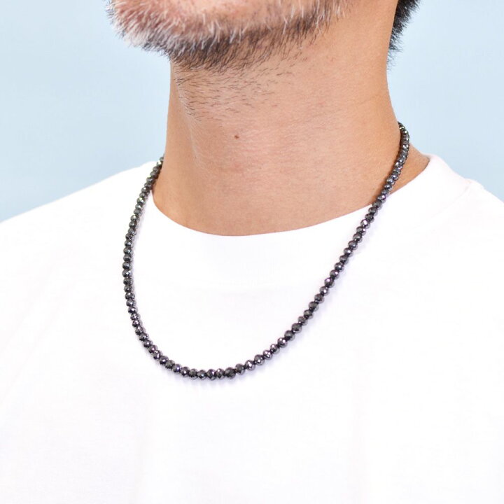 楽天市場】プラチナ ネックレス メンズ ブラックダイヤモンド 100  