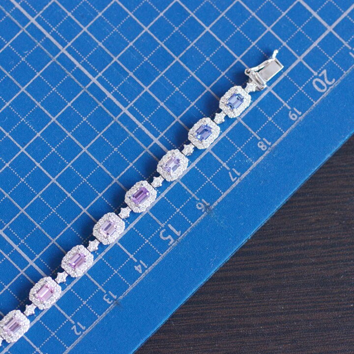 楽天市場】プラチナ ブレスレット メンズ エメラルドカット サファイア  