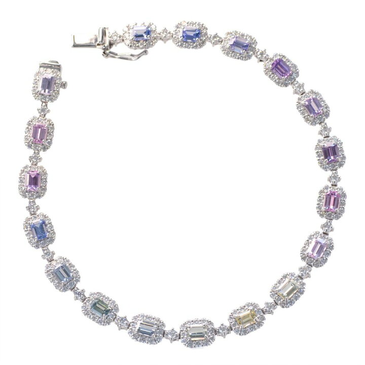 楽天市場】プラチナ ブレスレット メンズ エメラルドカット サファイア  