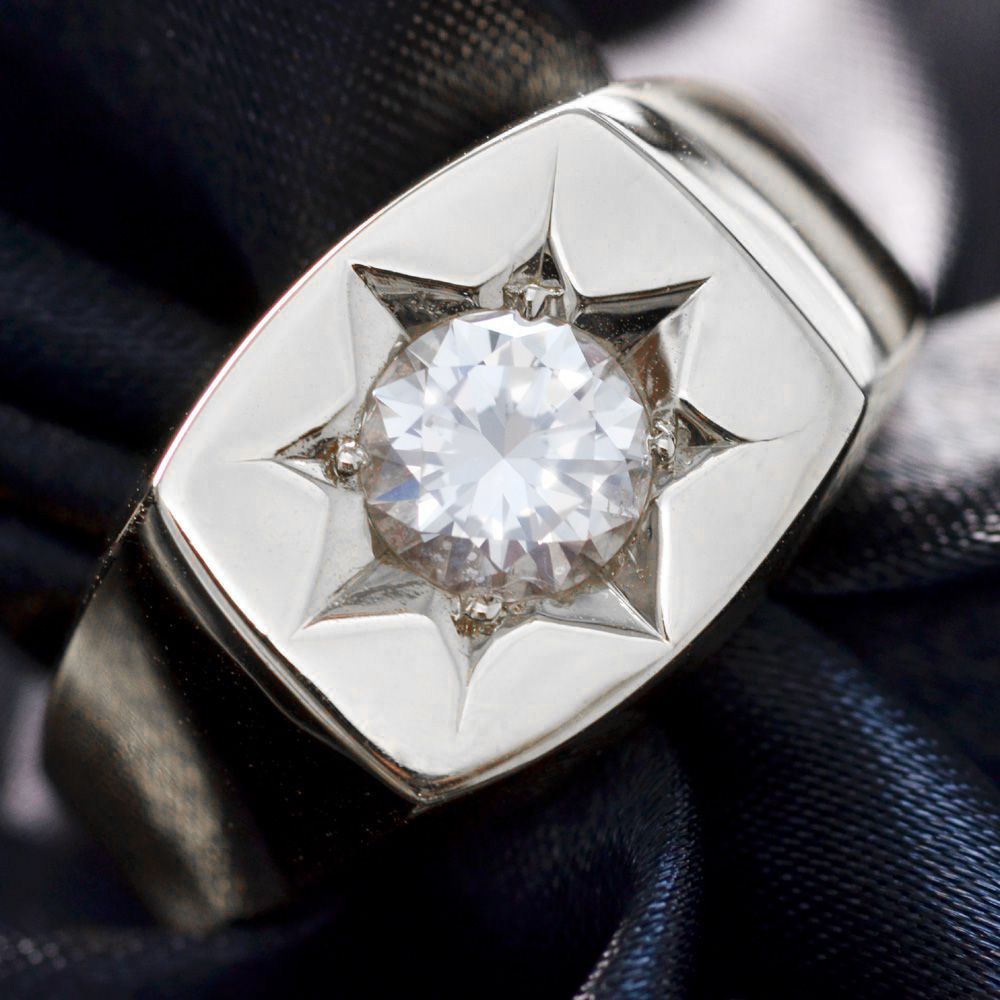 楽天市場】印台 リング プラチナ 指輪 メンズリング ダイヤモンド 1