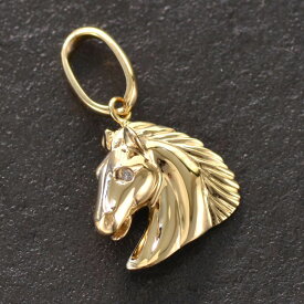 【マラソン同時開催★10%OFFクーポン】ペンダントトップ メンズ 18金 K18 18K ダイヤモンド 馬 ホース ネックレストップ イエローゴールド ペンダントヘッド 喜平用 トップ バチカン大 日本製 刻印入り 鑑別書付き シンプル プレゼント ギフト