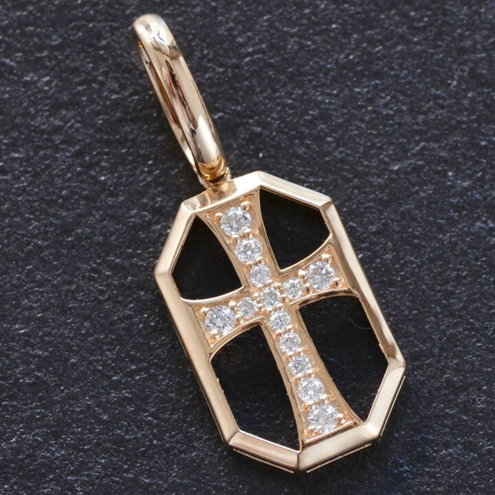 ピンクダイヤモンド クロスネックレス K18WG 8.2g ダイヤモンド クロス 