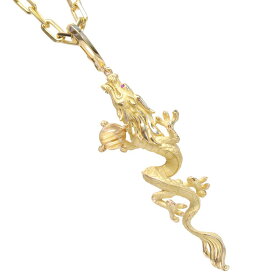 【ポイント10倍】ネックレス メンズ 18金 メンズネックレス 50cm K18 18K アズキチェーン ルビー ルチルクォーツ ドラゴン ペンダントトップ セット イエローゴールド 刻印入り 鑑別書付き カラーストーン プレゼント ギフト