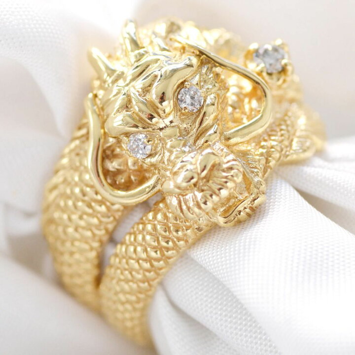 楽天市場】指輪 メンズリング 18金 K18 18K ダイヤモンド ドラゴン  