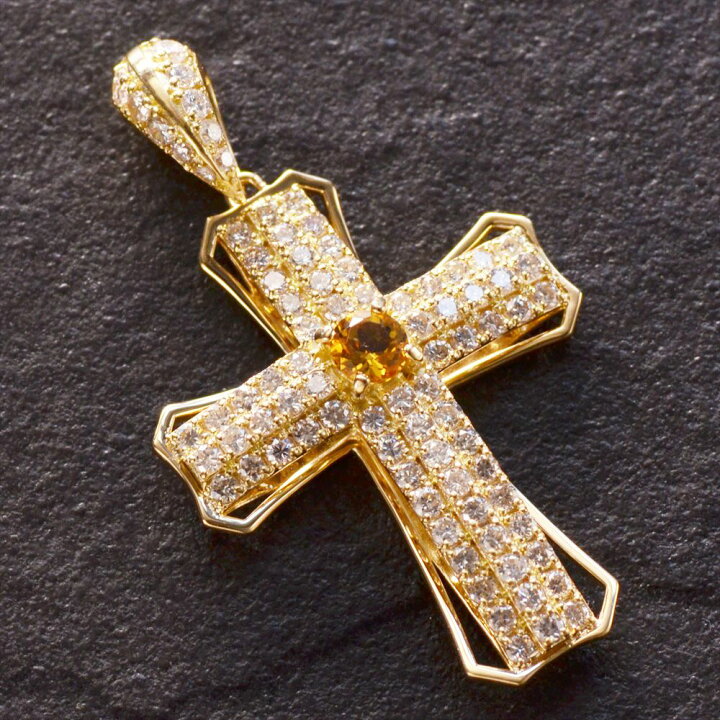 楽天市場】18金 クロス ペンダントトップ メンズ K18 18K シトリン  