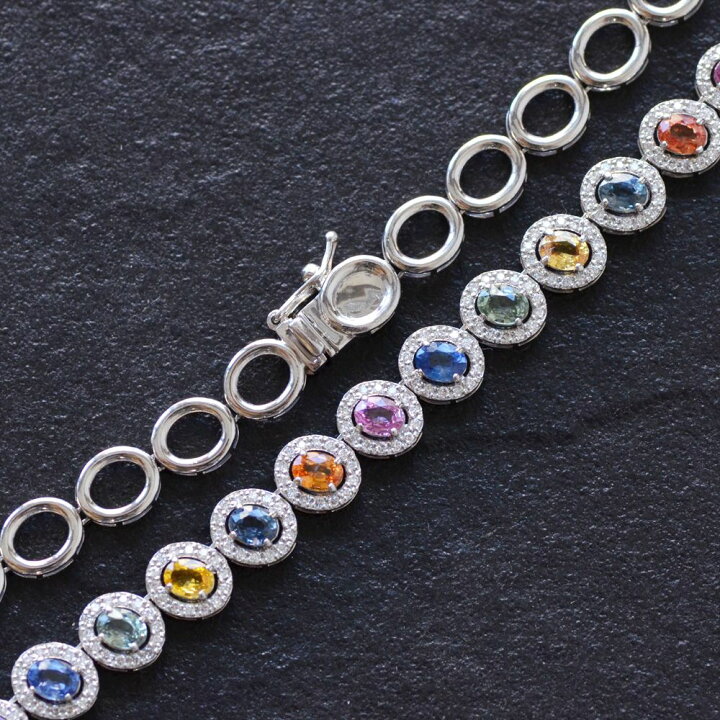 楽天市場】ネックレス プラチナ オーバルカット マルチカラー  