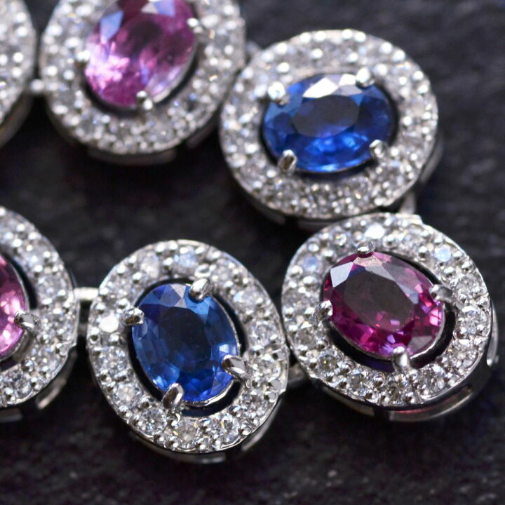 楽天市場】ネックレス プラチナ オーバルカット マルチカラー  