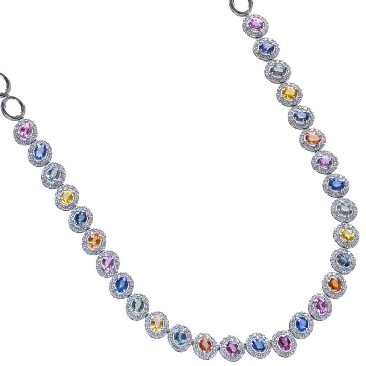 楽天市場】ネックレス プラチナ オーバルカット マルチカラー  