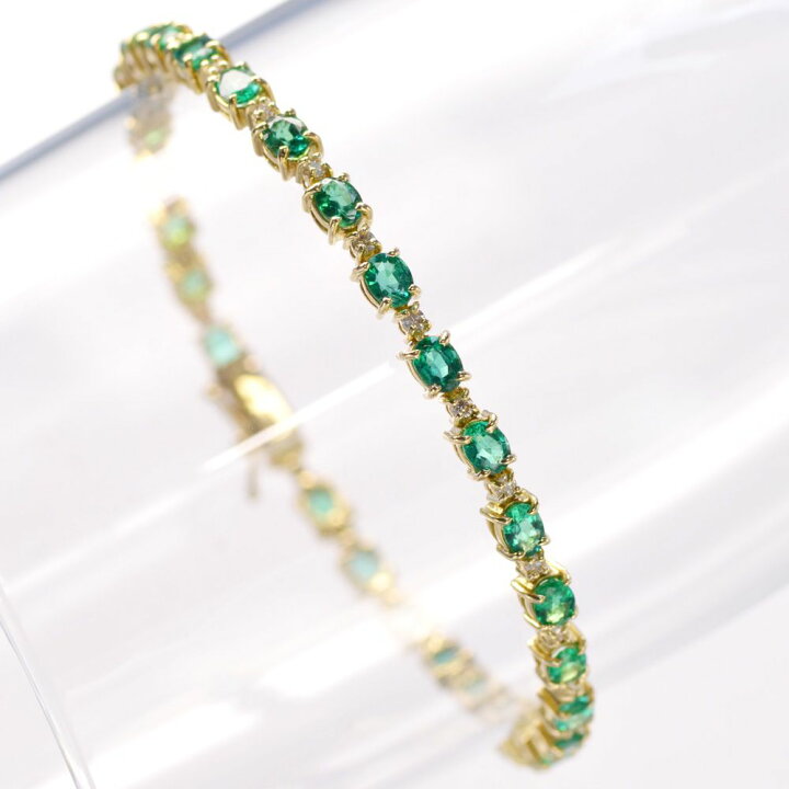 楽天市場】ブレスレット K18 18K 18金 エメラルド ダイヤモンド  