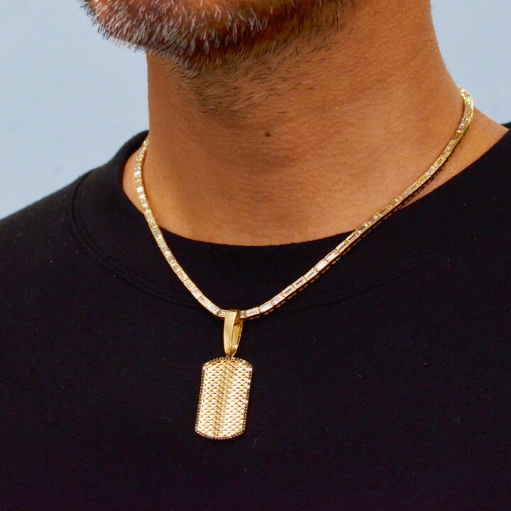 楽天市場】ネックレス メンズ K18 18金 バゲットカット ダイヤモンド 