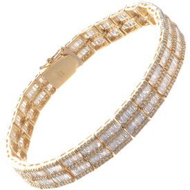 ブレスレット メンズ K18 18K 18金 バゲットカット ダイヤモンド 7カラット ゴールド 幅広 ジェンダーレスジュエリー 日本製 刻印入り 鑑別書付き シンプル プレゼント ギフト 【人気アイテム】【動画あり】