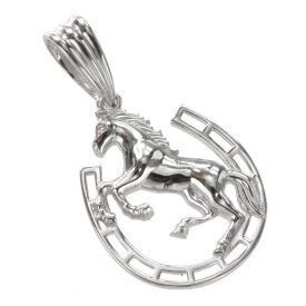 【マラソン同時開催★10%OFFクーポン】ペンダントトップ メンズ K18WG 18K 18金 ホワイトゴールド ダイヤモンド 馬 馬蹄 ホースシュー ペンダントヘッド 日本製 刻印入り 鑑別書付き 大きめ シンプル プレゼント ギフト