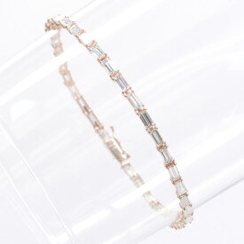 ブレスレット メンズ K18PG 18金 ダイヤモンド 4カラット バゲットカット ピンクゴールド 18cm レディース 男女兼用 ユニセックス 日本製 刻印入り 鑑別書付き シンプル プレゼント ギフト