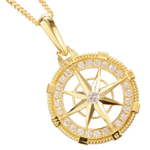 【マラソン同時開催★10%OFFクーポン】ネックレス メンズ K18 18K 18金 喜平 ダイヤモンド 方位磁針 コンパス ペンダント イエローゴールド 徳力 10g 50cm 喜平チェーン 日本製 刻印入り 鑑別書付