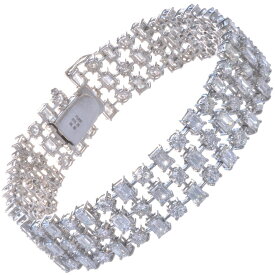 ブレスレット プラチナ メンズ ダイヤモンド Pt900 エメラルドカット 15カラット レディース ユニセックス ハイジュエリー 18cm 太め 刻印入り 鑑別書付き プレゼント ギフト