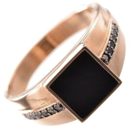 18金 印台 リング 指輪 メンズリング K18PG 18K オニキス ブラックダイヤモンド シグネットリング ピンクゴールド 男性 日本製 刻印入り 鑑別書付き カラーストーン シンプル 30代 40代 50代 【人気アイテム】