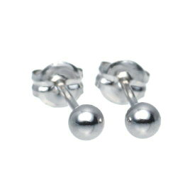 ホワイトゴールド2.5mm 丸玉ピアス ボールピアス　地金キャッチ(K14WG)【即納】【メール便発送】