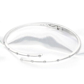 バングル レディース 18金 K18 ホワイトゴールド ダイヤモンド 中折れ 日本製 刻印入り 鑑別書付き