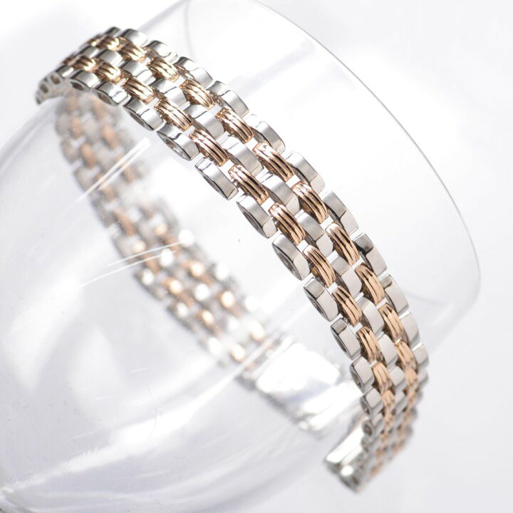 楽天市場 ブレスレット メンズ プラチナ 18金 K18 18k ピンクゴールド メンズブレスレット 幅広 コンビ 39g cm 日本製 刻印入り 男性用 地金 資産価値 御徒町 人気アイテム アクセサリーマート