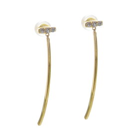 ピアス レディース K18 ダイヤモンド 18金 ラインピアス ロング 揺れるピアス イエローゴールド 日本製 刻印入り 女性