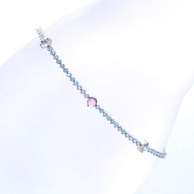 ブレスレット レディース プラチナ テニスブレスレット ダイヤモンド パパラチアサファイア K18PG 18金 ピンクゴールド Pt900 カボションカット 鑑別書付き 日本製 カラーストーン【人気アイテム】