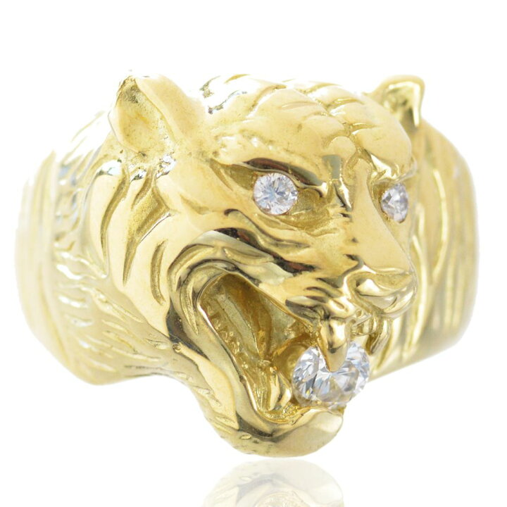 楽天市場】指輪 メンズリング 18金 K18 18K ダイヤモンド 虎 タイガー 