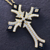 楽天市場】クロス ネックレス k18（種類（宝石）オニキス）の通販