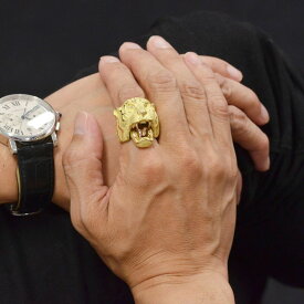 指輪 メンズリング 18金 K18 18K 虎 タイガー リング 男性用 ゴールド 地金リング 幅広 日本製 刻印入り ごつい 太め【人気アイテム】