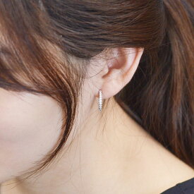ピアス レディース プラチナ ダイヤモンド エタニティ フープピアス 0.5カラット 中折れ式 刻印入り 日本製【人気アイテム】
