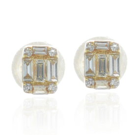 【ポイント10倍!】ピアス レディース K18 18金 バゲットカットダイヤモンド スタッドピアス シンプル 18K イエローゴールド ダイヤモンドピアス 日本製 刻印入り