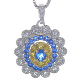 ネックレス レディース アウイナイト イエローダイヤモンド ネックレス プラチナ Pt950 18金 K18 18K ゴールド ミル打ちネックレス 刻印入り 鑑別書付き カラーストーン