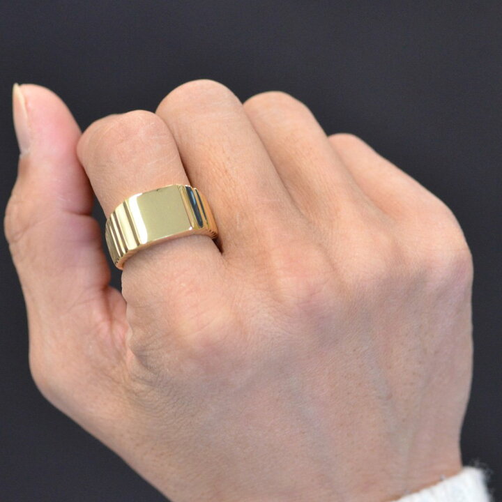 楽天市場】18金 印台 リング 指輪 メンズリング K18 18K ゴールド 男性 