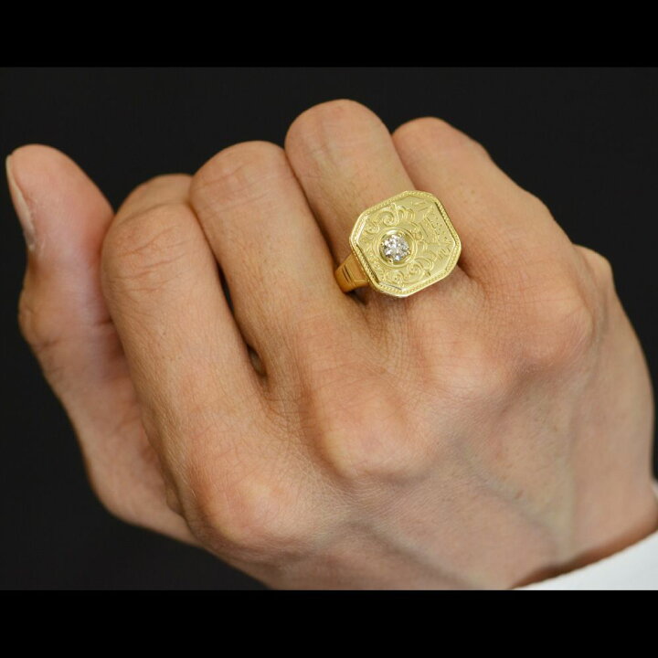 楽天市場】18金 印台 リング 指輪 メンズリング 18金 K18 18K ゴールド 