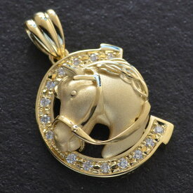 【マラソン同時開催★10%OFFクーポン】ペンダントトップ メンズ 18金 K18 18K ゴールド ダイヤモンド ホース 馬 馬蹄 男性 ネックレストップ 鑑別書付き 大きめ シンプル プレゼント ギフト 日本製 刻印入り 【人気アイテム】