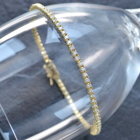 テニスブレスレット メンズ 18金 ダイヤモンド 2カラット K18 18K メンズブレスレット ゴールド 日本製 刻印入り 鑑別書付き 男性 女性 男女兼用 ユニセックス シンプル プレゼント ギフト 【人気アイテム】