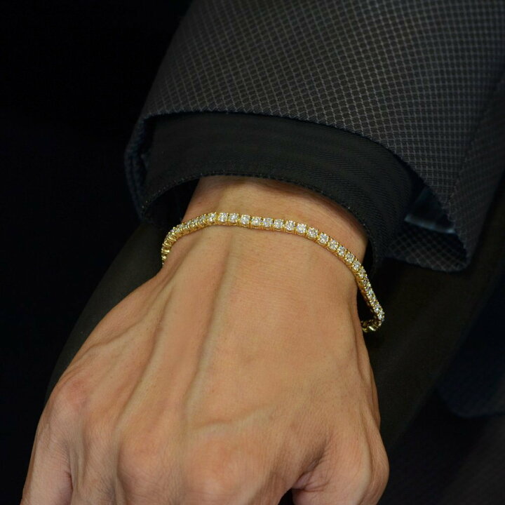 楽天市場 Bf同時開催 10 Offクーポン テニスブレスレット メンズ 18金 ダイヤモンド 5カラット K18 メンズブレスレット ゴールド 日本製 刻印入り 鑑別書付き 男性 女性 男女兼用 ユニセックス 長さ指定作成可能 アクセサリーマート