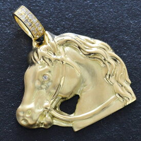 【マラソン同時開催★10%OFFクーポン】ペンダントトップ メンズ 18金 K18 18K ゴールド ダイヤモンド 馬 ホースモチーフ ネックレストップ ペンダントヘッド 男性刻印入り 鑑別書付き【 人気アイテム】大きめ シンプル プレゼント ギフト