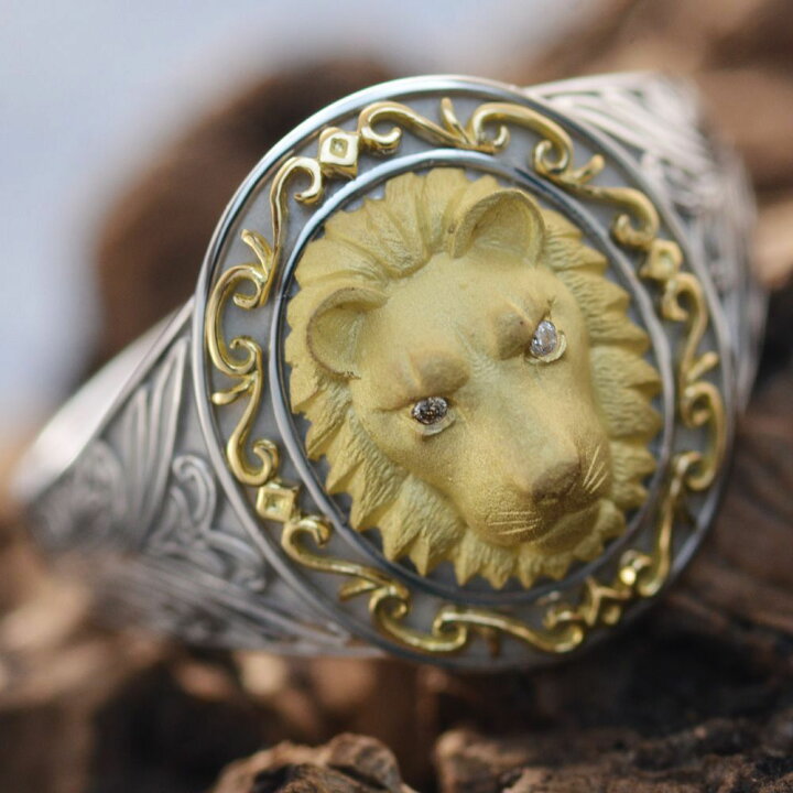 楽天市場】指輪 メンズリング 18金 K18 18K ダイヤモンド ライオン  