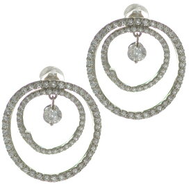 ピアス レディース プラチナ 揺れる ダイヤモンドピアス Pt900 サークル 日本製 刻印入り 鑑別書付き 女性