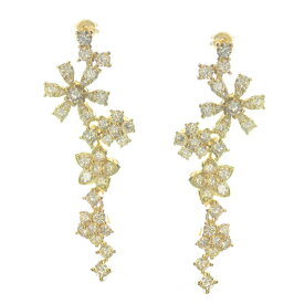 【ポイント10倍!】ピアス レディース K18 18金 ゴールド 揺れる ダイヤモンドピアス フラワー 花 日本製 刻印入り 鑑別書付き 女性