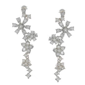 【ポイント10倍!】ピアス レディース プラチナ 揺れる ダイヤモンドピアス Pt900 フラワー 花 日本製 刻印入り 鑑別書付き 女性