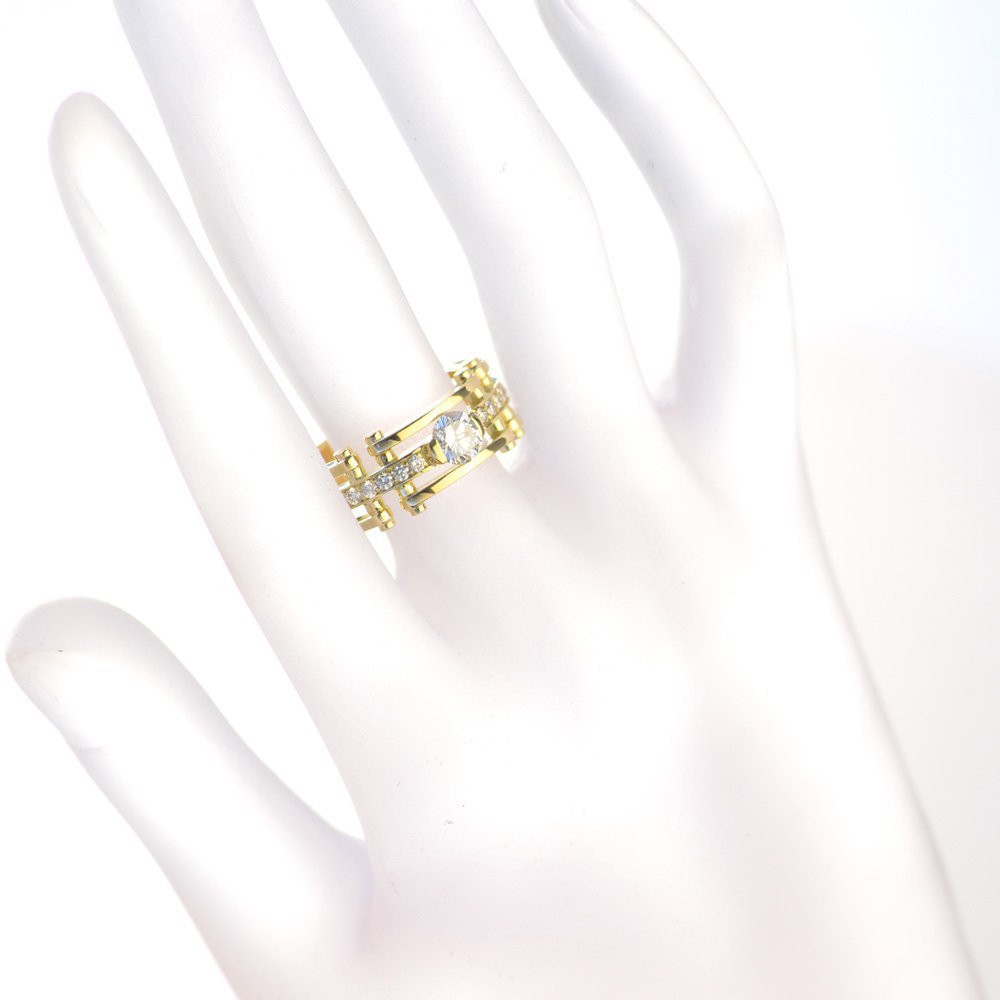 指輪 メンズリング 18金 K18 ゴールド ダイヤモンド メンズ リング 男性 挟み留め 幅広 中央宝石研究所 一粒ダイヤ 日本製 刻印入り ごつい  太め 大きいサイズ 作製可能【人気アイテム】 | アクセサリーマート