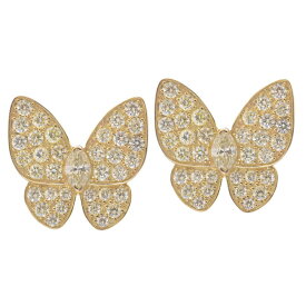 【ポイント10倍!】ピアス レディース 18金 K18 18K ゴールド ダイヤモンド 蝶 バタフライ パヴェピアス 両耳 スタッドピアス 刻印入り 鑑別書付き【人気アイテム】