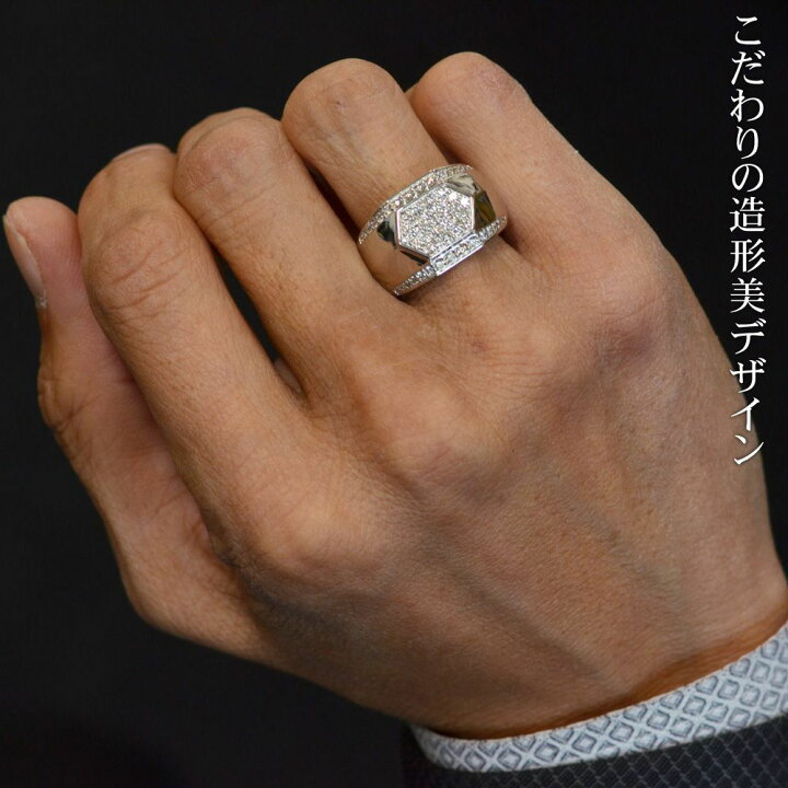 楽天市場】プラチナ リング メンズ 印台 指輪 ダイヤモンド Pt950 幅広 