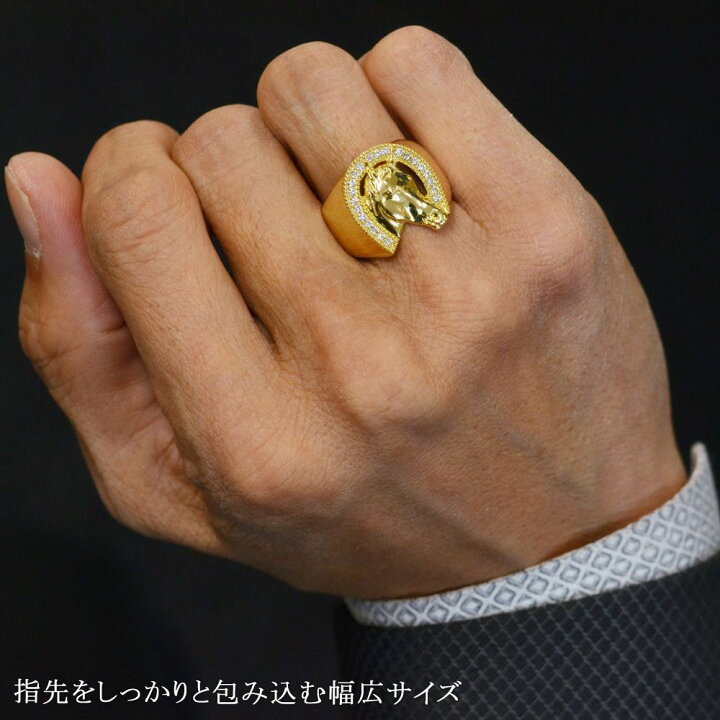 楽天市場】指輪 メンズリング 18金 K18 ダイヤモンドリング 馬 ホース 