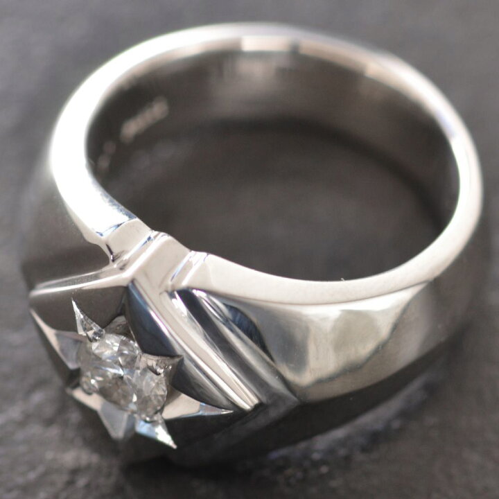 楽天市場】プラチナ リング メンズ 印台 指輪 ダイヤモンド 0.5ct 