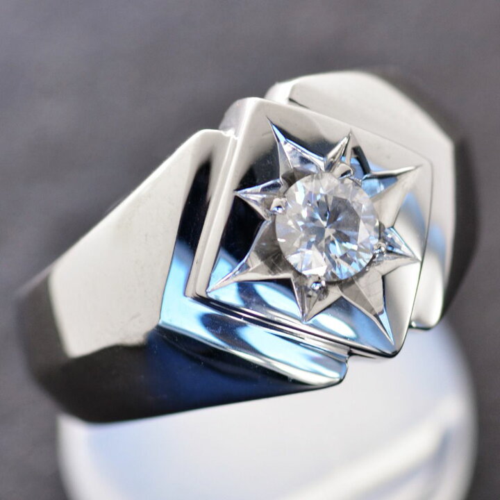 楽天市場】プラチナ リング メンズ 印台 指輪 ダイヤモンド 0.5ct  