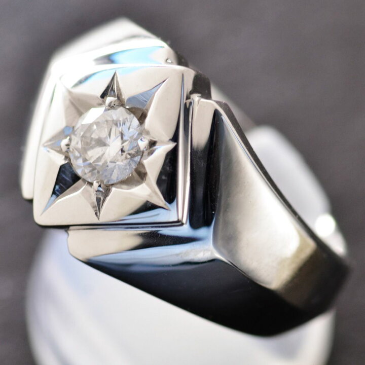 楽天市場】プラチナ リング メンズ 印台 指輪 ダイヤモンド 0.5ct 