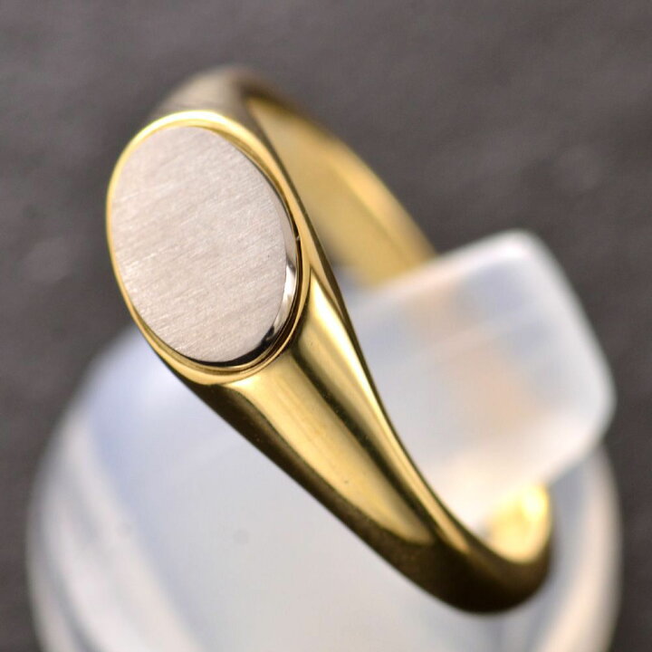 楽天市場】18金 印台 リング K18 18K Pt900 コンビ メンズリング 指輪 